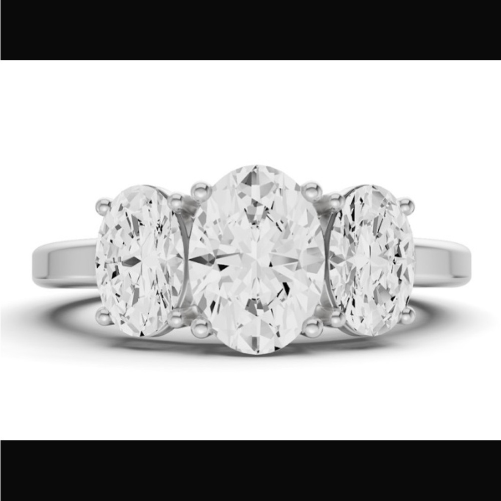 Elegant Lab Diamond 4 carat F VS 1 Three Stone Ring